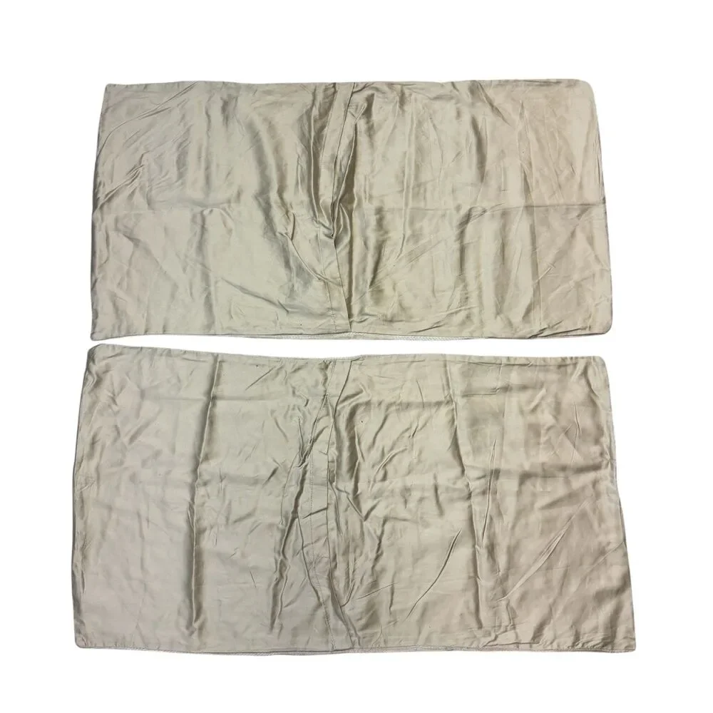 West Elm Silky TENCEL Striated King Shams Straw Tan Soft Moisture Wicking NWOT